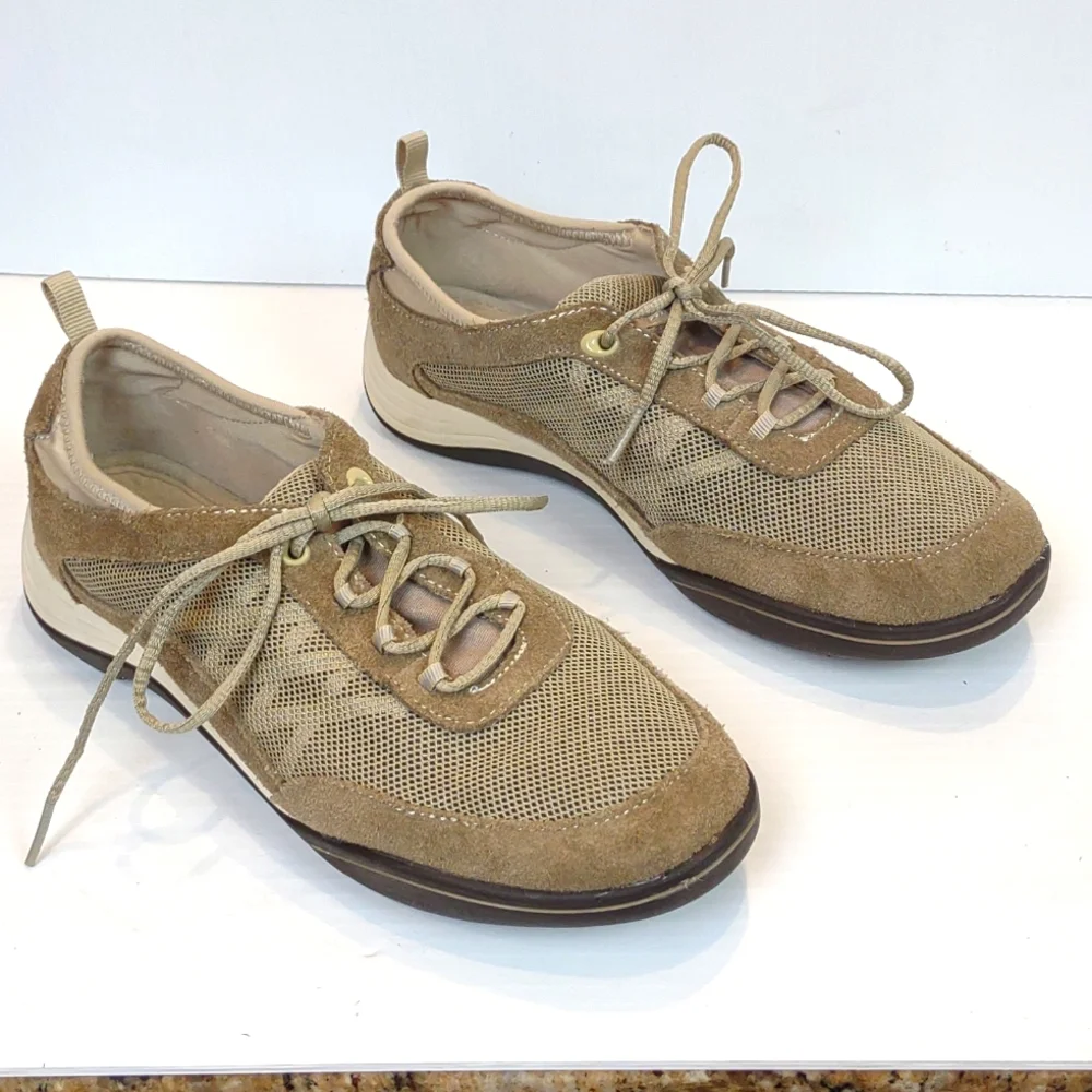 Grasshopper Ortholite Explore Tan Suede & Lace Mesh Lace-up Sneakers